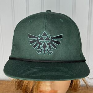 Zelda Tears Of The Kingdom Hylian Crest Snapback Green Hat Nintendo 2023 EUC